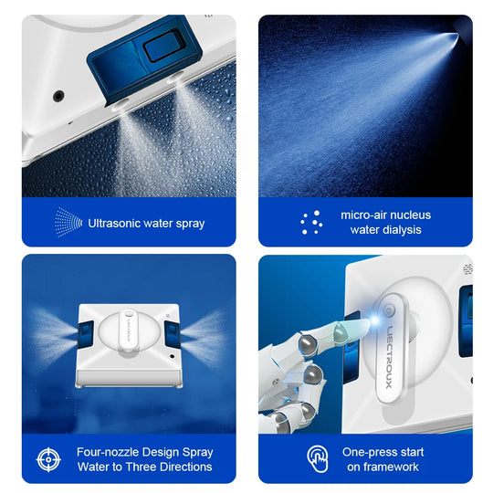 Ecoshyne Window Cleaning Robot — Laser Navigation, 4-Way Spray