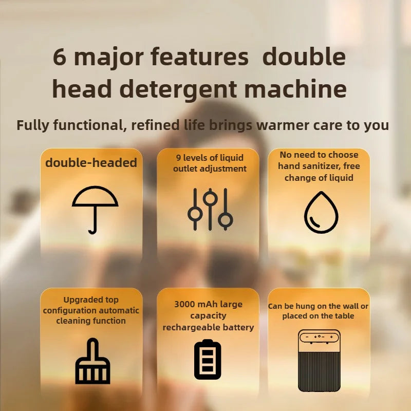 Ecoshyne Dual-Head Touchless Soap Dispenser — Foam & Liquid, Wall-Mountable