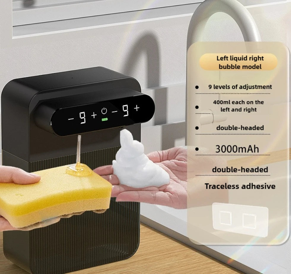 Ecoshyne Dual-Head Touchless Soap Dispenser — Foam & Liquid, Wall-Mountable
