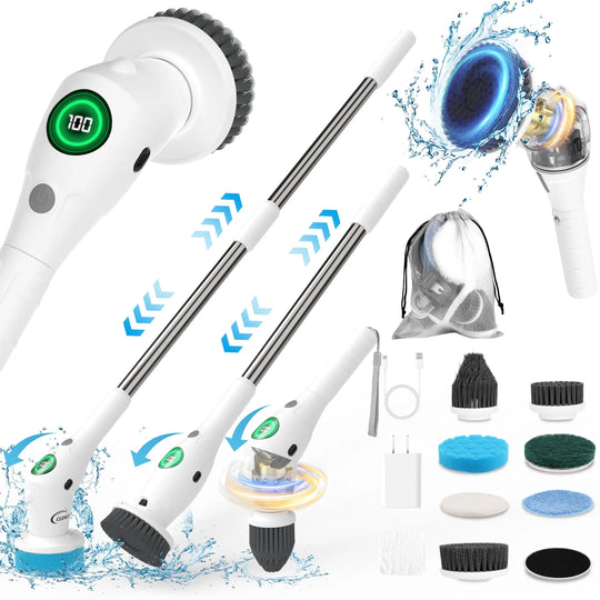 Ecoshyne Spin Scrubber Pro — 8-in-1 Cordless with LED Display