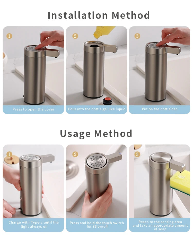 Ecoshyne Stainless Steel Sensor Soap Dispenser