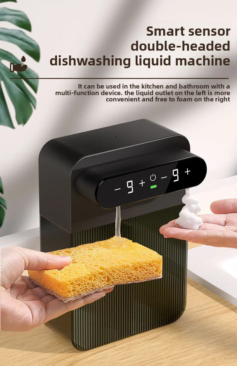 Ecoshyne Dual-Head Touchless Soap Dispenser — Foam & Liquid, Wall-Mountable
