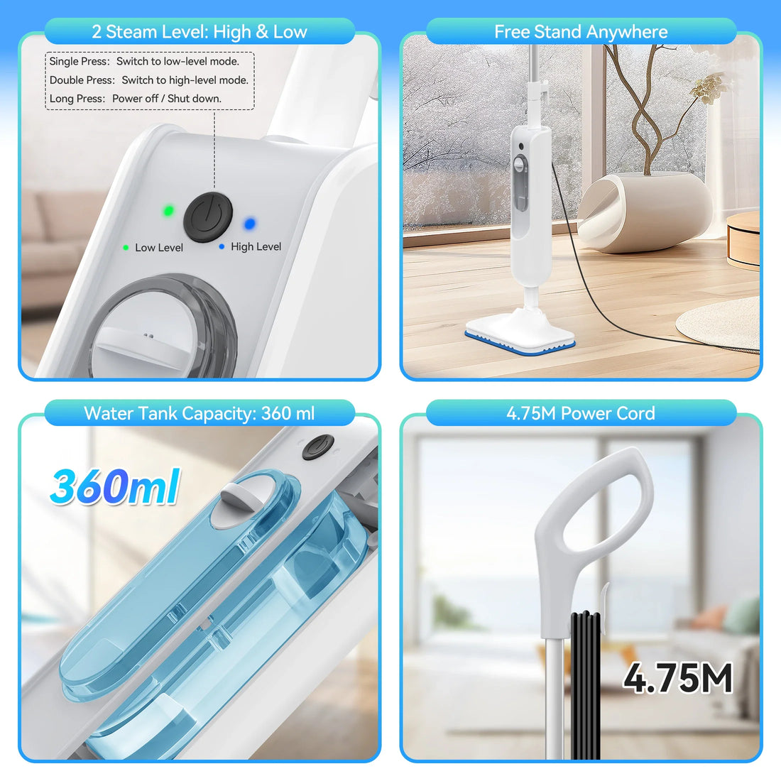 Ecoshyne Steam Mop — High-Temperature 6-in-1 Floor Cleaner