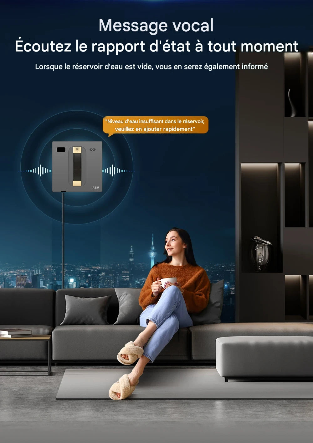 Robot Window Vacuum Cleaner ABIR WD8, Dual Water Spray, AI intelligent Wipping, Updated Laser,Smart Home Glass Wall Washing