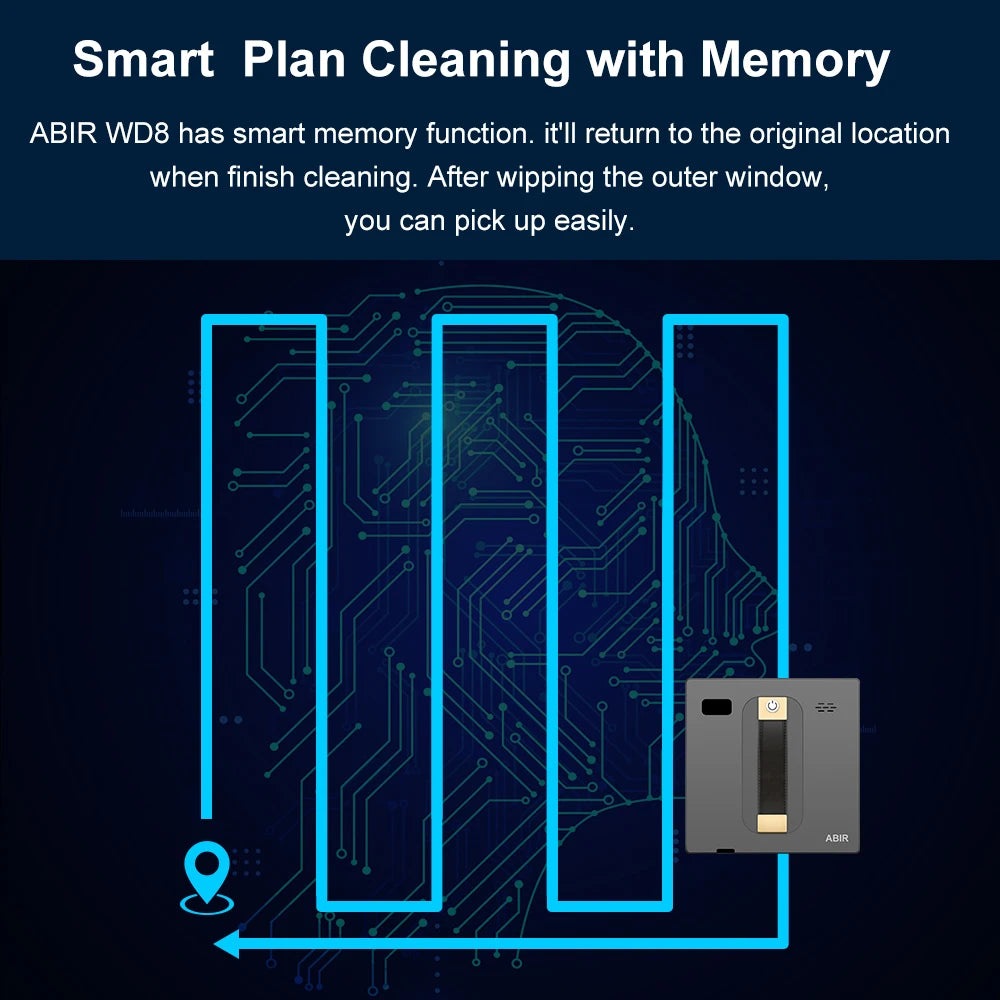 Robot Window Vacuum Cleaner ABIR WD8, Dual Water Spray, AI intelligent Wipping, Updated Laser,Smart Home Glass Wall Washing