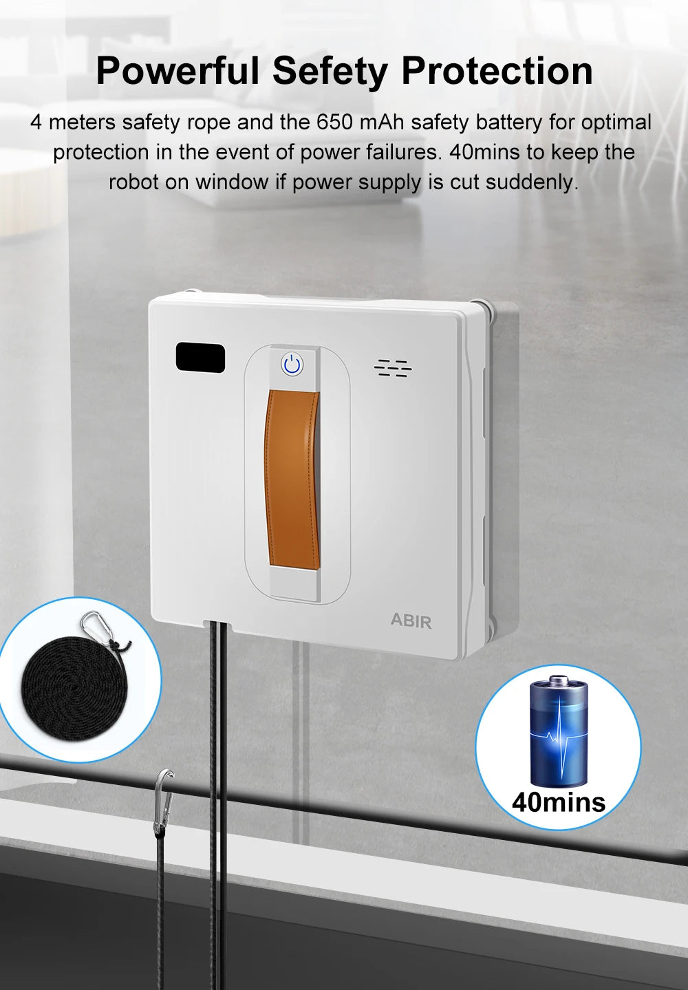 Window Cleaning Robot ABIR WD8, Dual Water Spray,Laser Sensor,High Vacuum Suction,Smart Home Glass Wall Wet Dry Cleaning Robot