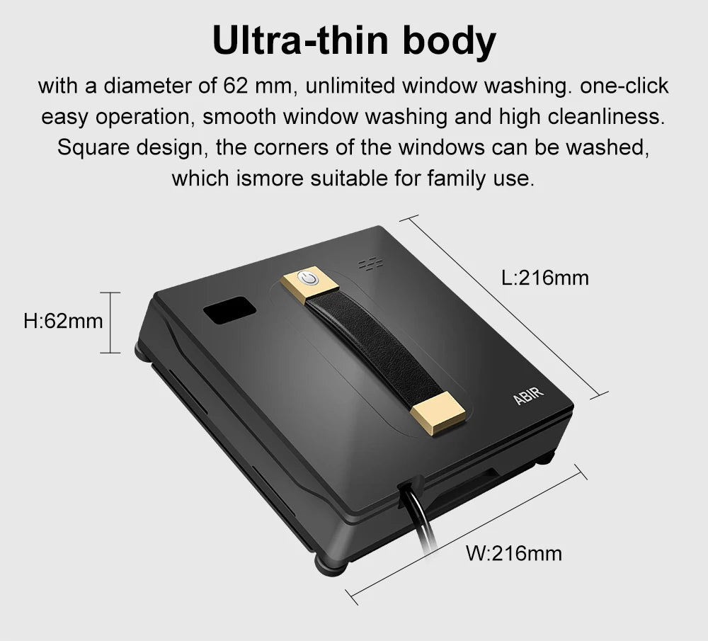 Robot Window Vacuum Cleaner ABIR WD8, Dual Water Spray, AI intelligent Wipping, Updated Laser,Smart Home Glass Wall Washing
