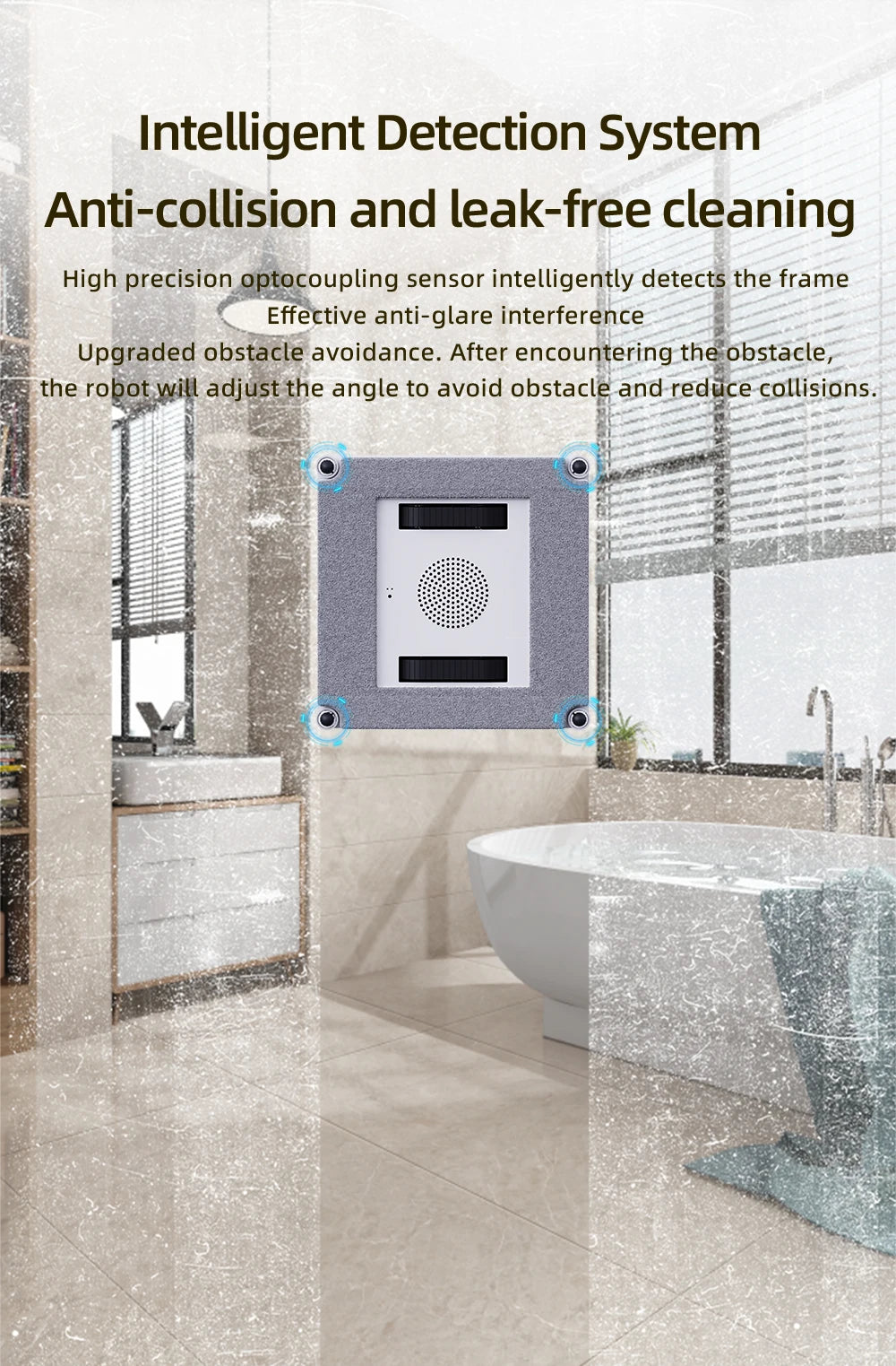 Ecoshyne Window Cleaning Robot — Laser Navigation, 4-Way Spray
