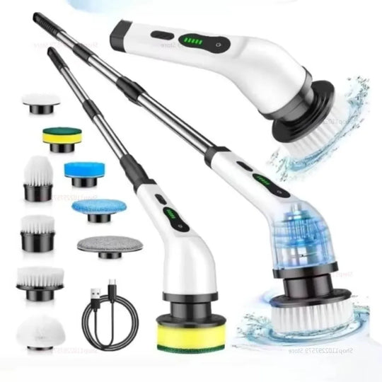 Ecoshyne cordless electric spin scrubber with extension handle