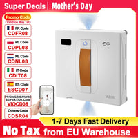 Ecoshyne robot window cleaner with laser navigation cleaning a glass pane