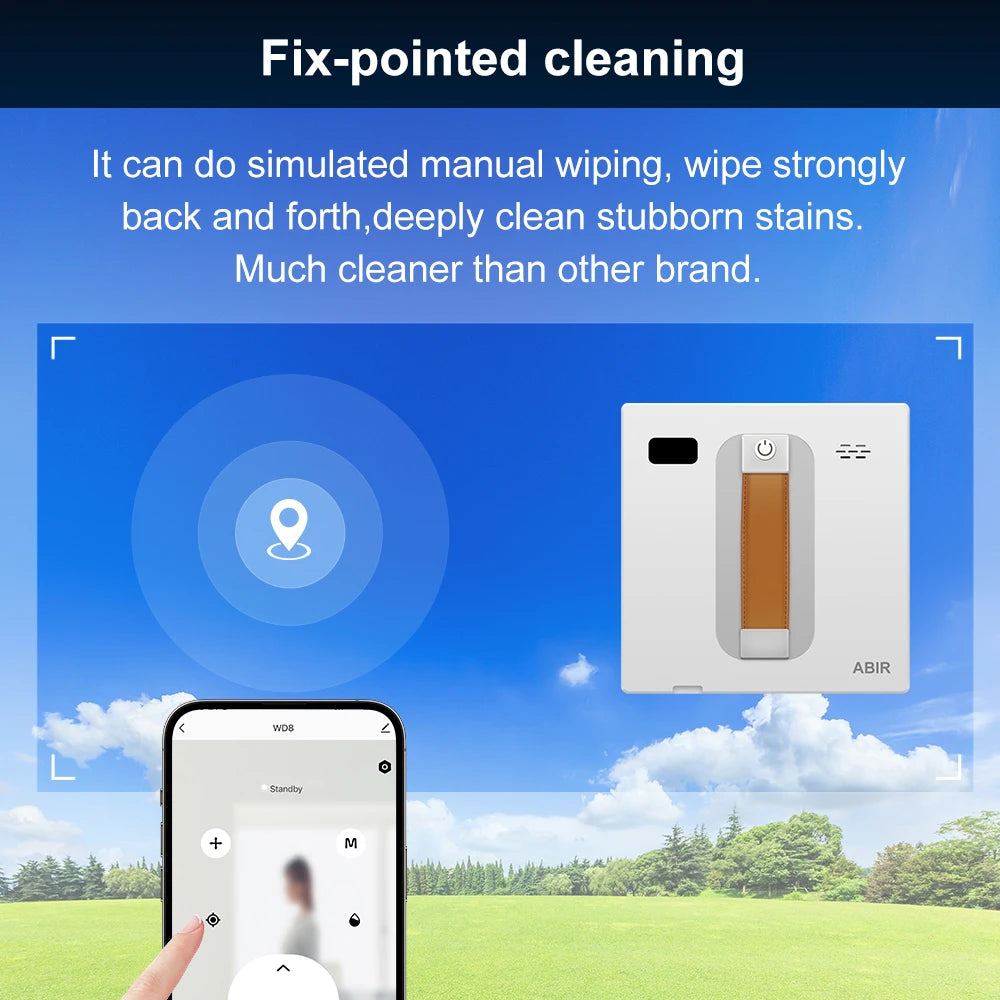 Window Cleaning Robot ABIR WD8, Dual Water Spray,Laser Sensor,High Vacuum Suction,Smart Home Glass Wall Wet Dry Cleaning Robot