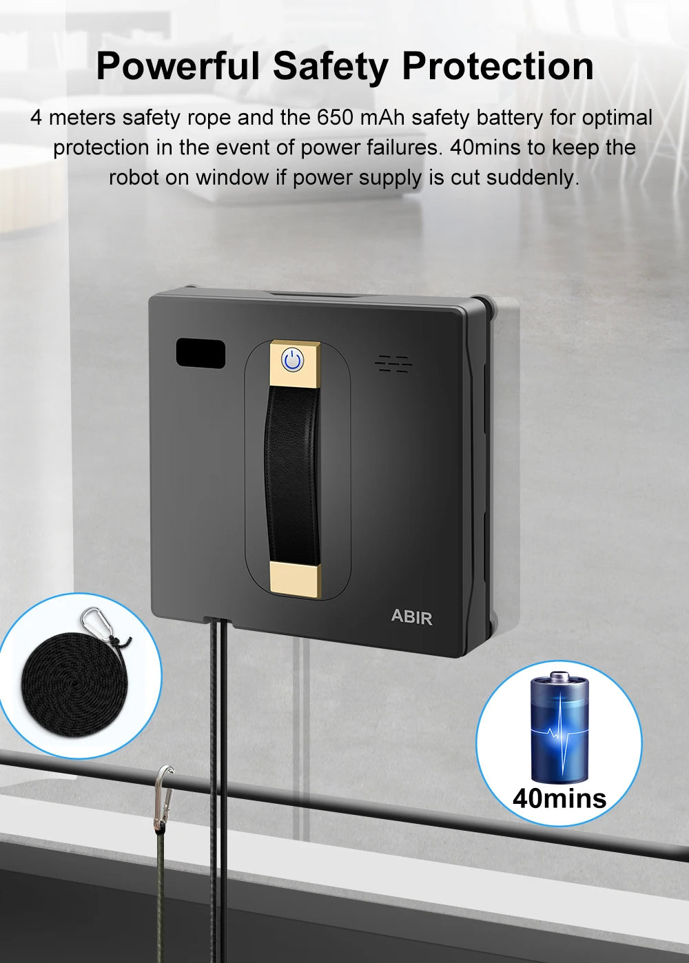 Robot Window Vacuum Cleaner ABIR WD8, Dual Water Spray, AI intelligent Wipping, Updated Laser,Smart Home Glass Wall Washing