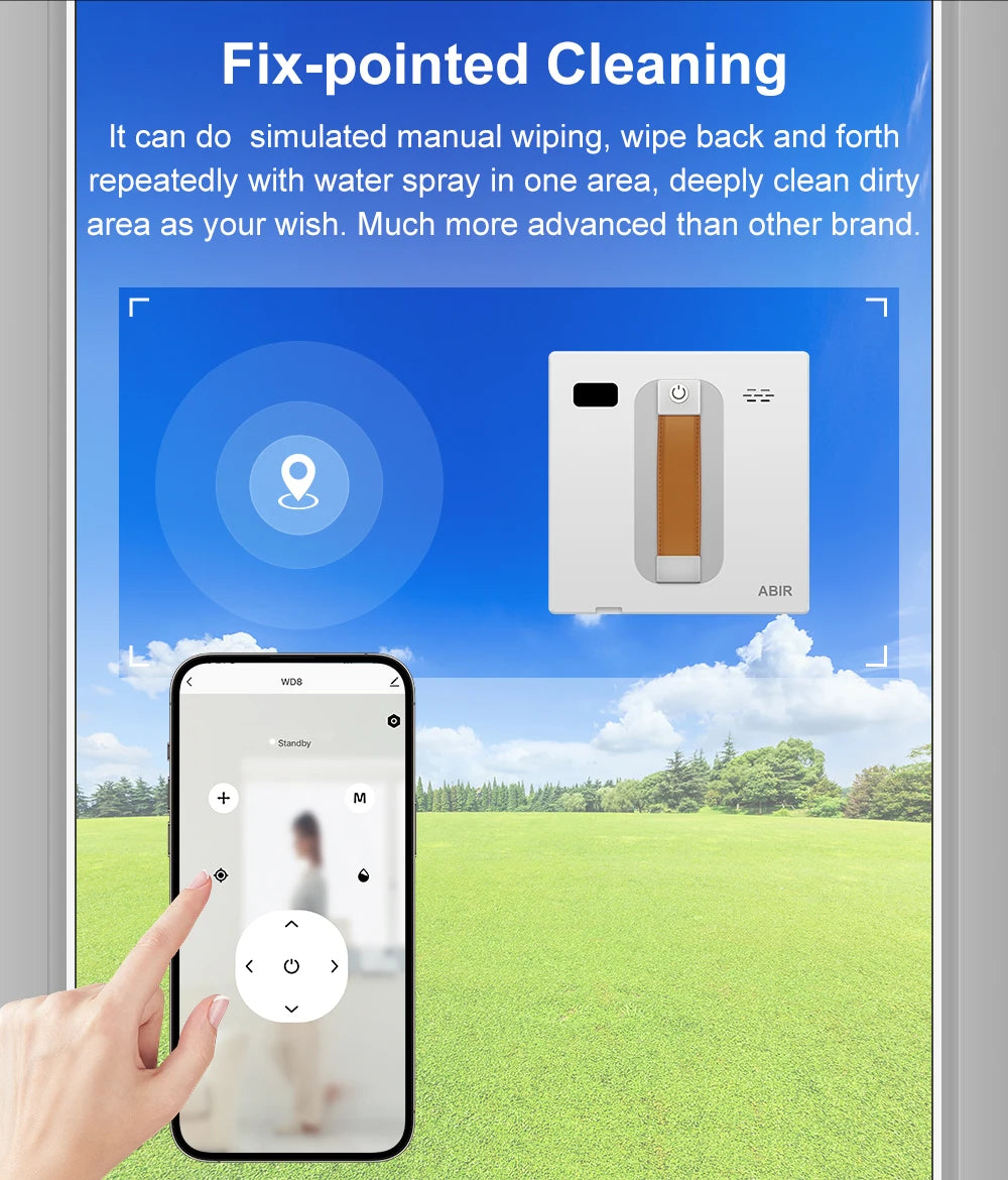 Window Cleaning Robot ABIR WD8, Dual Water Spray,Laser Sensor,High Vacuum Suction,Smart Home Glass Wall Wet Dry Cleaning Robot