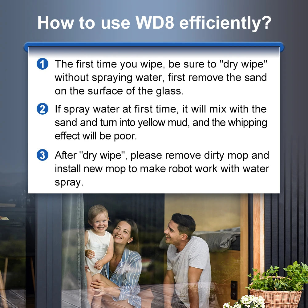 Window Cleaning Robot ABIR WD8, Dual Water Spray,Laser Sensor,High Vacuum Suction,Smart Home Glass Wall Wet Dry Cleaning Robot